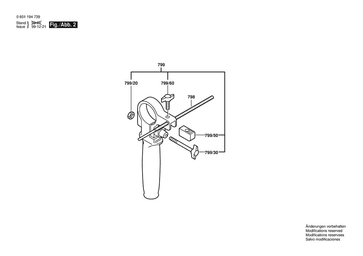 1194VSR (0601194739) Bosch 1 Bosch Hammer Drill Parts Diagram