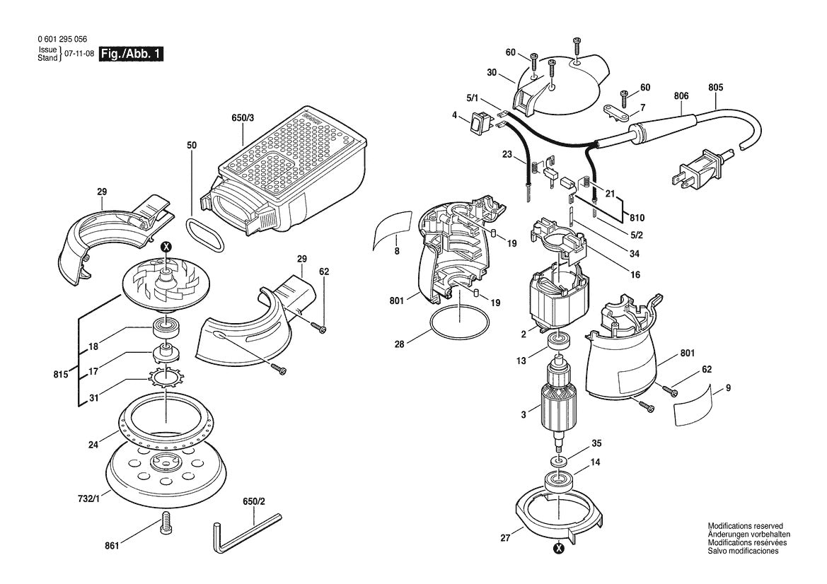 601295056 Bosch Sander Parts Diagram