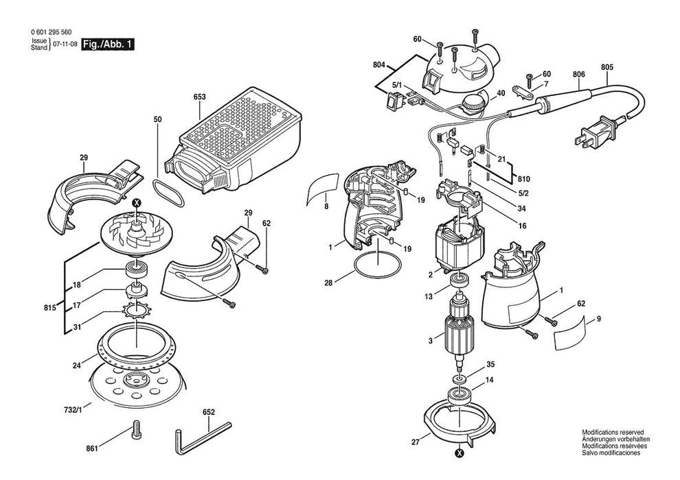 601295560 Bosch Sander Parts Diagram