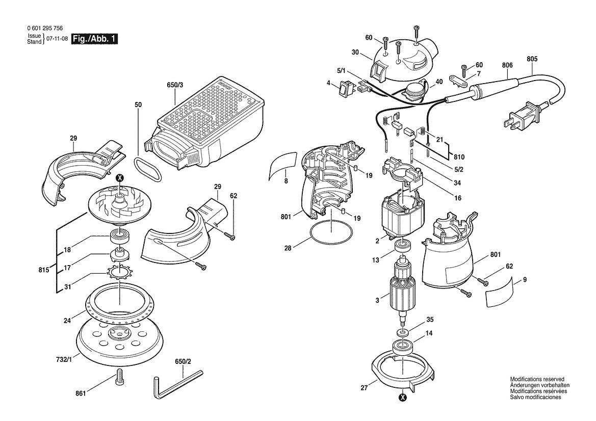 601295756 Bosch Sander Parts Diagram