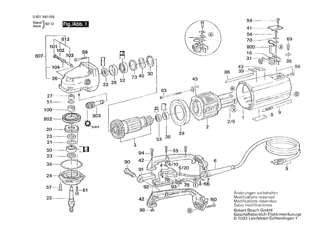 601340039 Bosch Grinder Parts Diagram