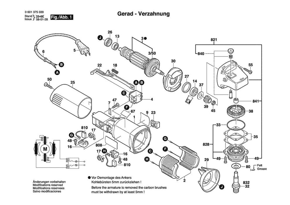 601375939 Bosch Grinder Parts Diagram