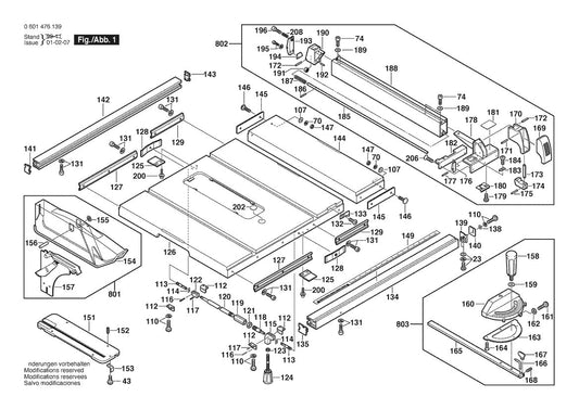 601476139 Bosch Table Saw Parts Diagram