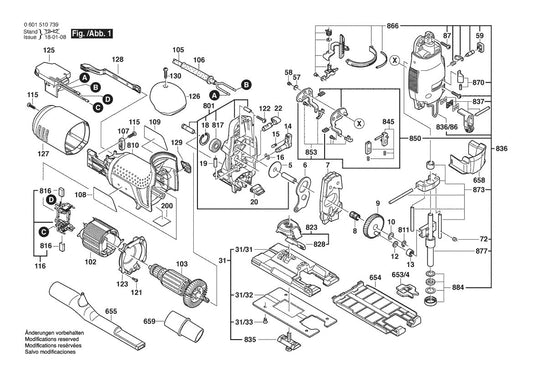 601510739 Bosch Jig Saw Parts Diagram