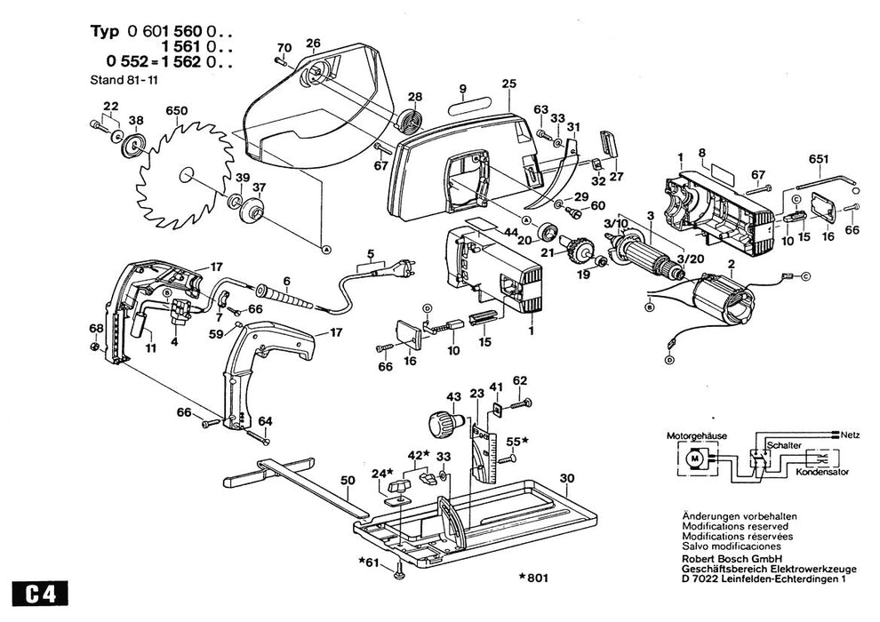 0601561034 Bosch Circular Hand Saw Parts Diagram