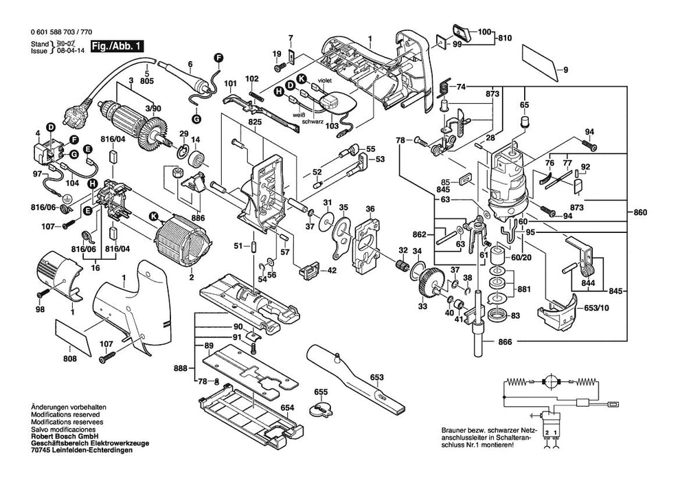 601588739 Bosch Jig Saw Parts Diagram