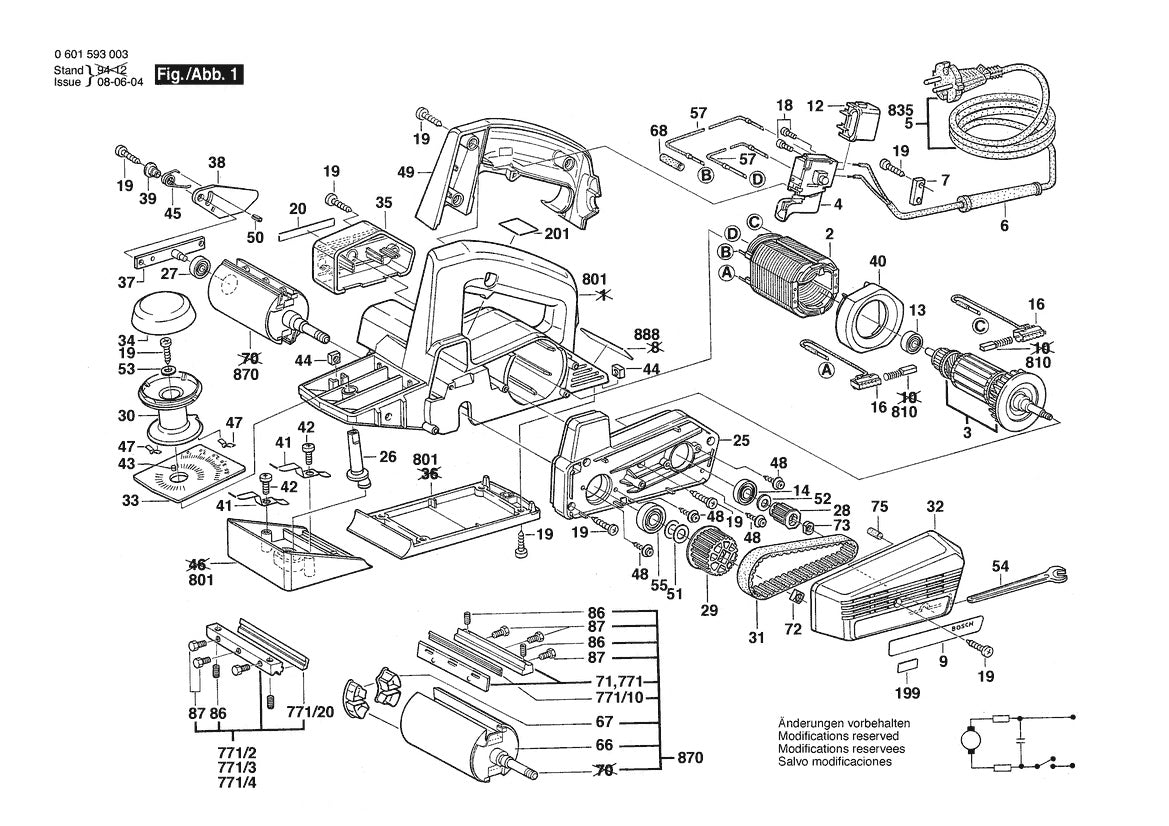 601593039 Bosch Planer Parts Diagram