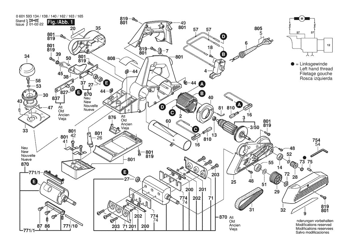 601593134 Bosch Planer Parts Diagram