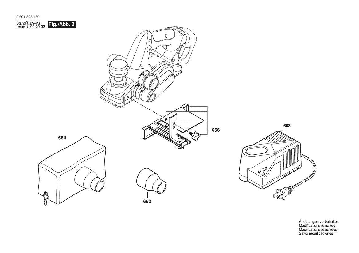 601595460 Bosch Planer Parts Diagram