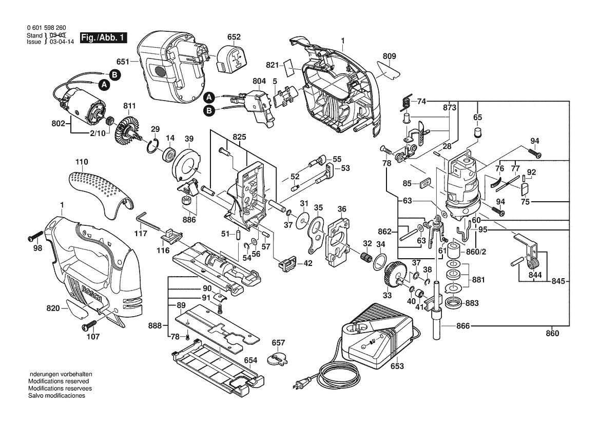 601598360 Bosch Jig Saw Parts Diagram