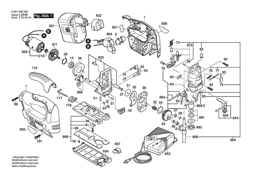 601598260 Bosch Jig Saw Parts Diagram