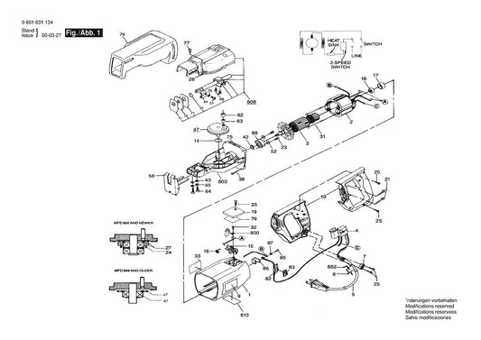 601631134 Bosch Reciprocating Saw Parts Diagram