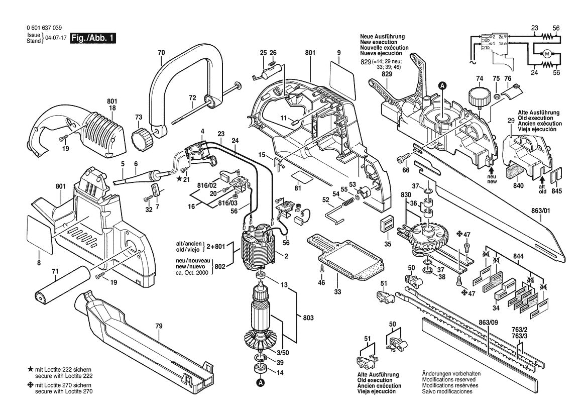 0601637039  Bosch Sabre Saw Bosch Saw Parts Diagram