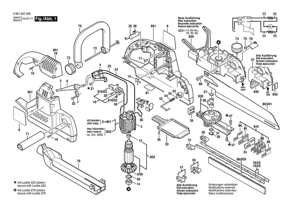 0601637039  Bosch Sabre Saw Bosch Saw Parts Diagram