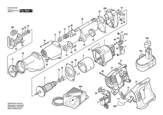 601644364 Bosch Reciprocating Saw Parts Diagram