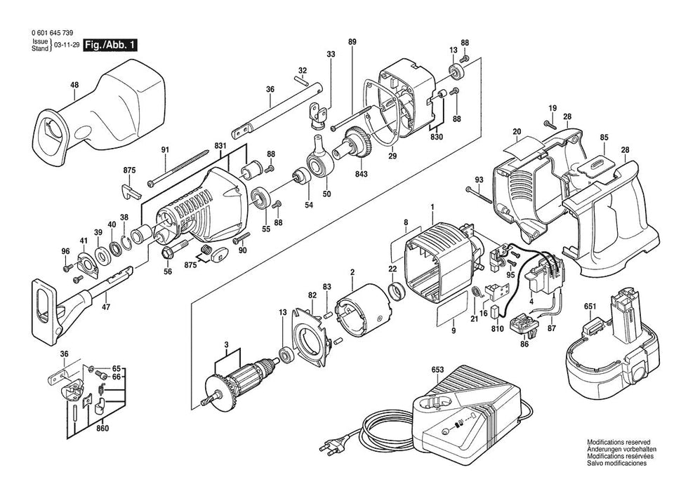 601645739 Bosch Reciprocating Saw Parts Diagram