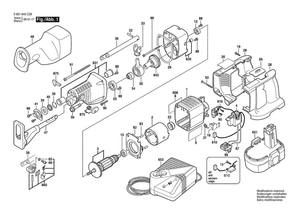 0601645C39 Bosch Reciprocating Saw Parts Diagram