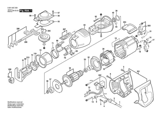 RS5  Bosch 1-1 Bosch Reciprocating Saw Parts Diagram