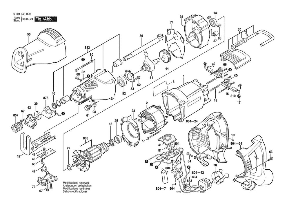 060164F039 Bosch Reciprocating Saw Parts Diagram