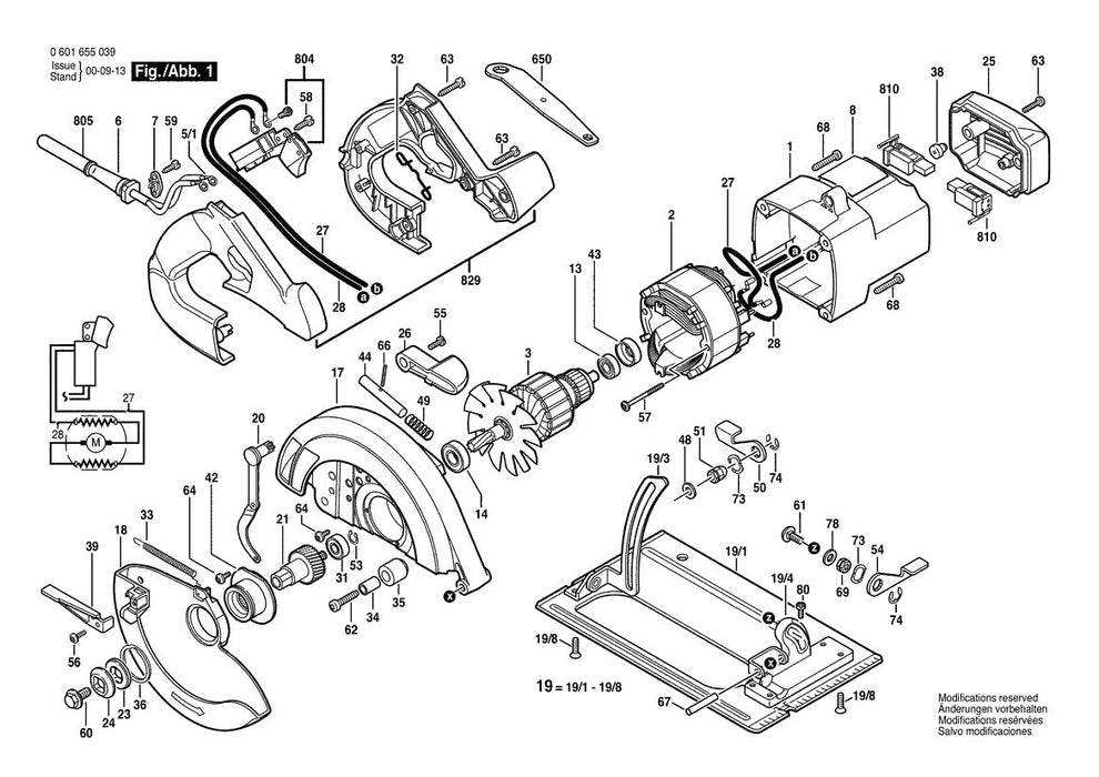 1655 (0601655039) Bosch Circular Saw Parts Diagram