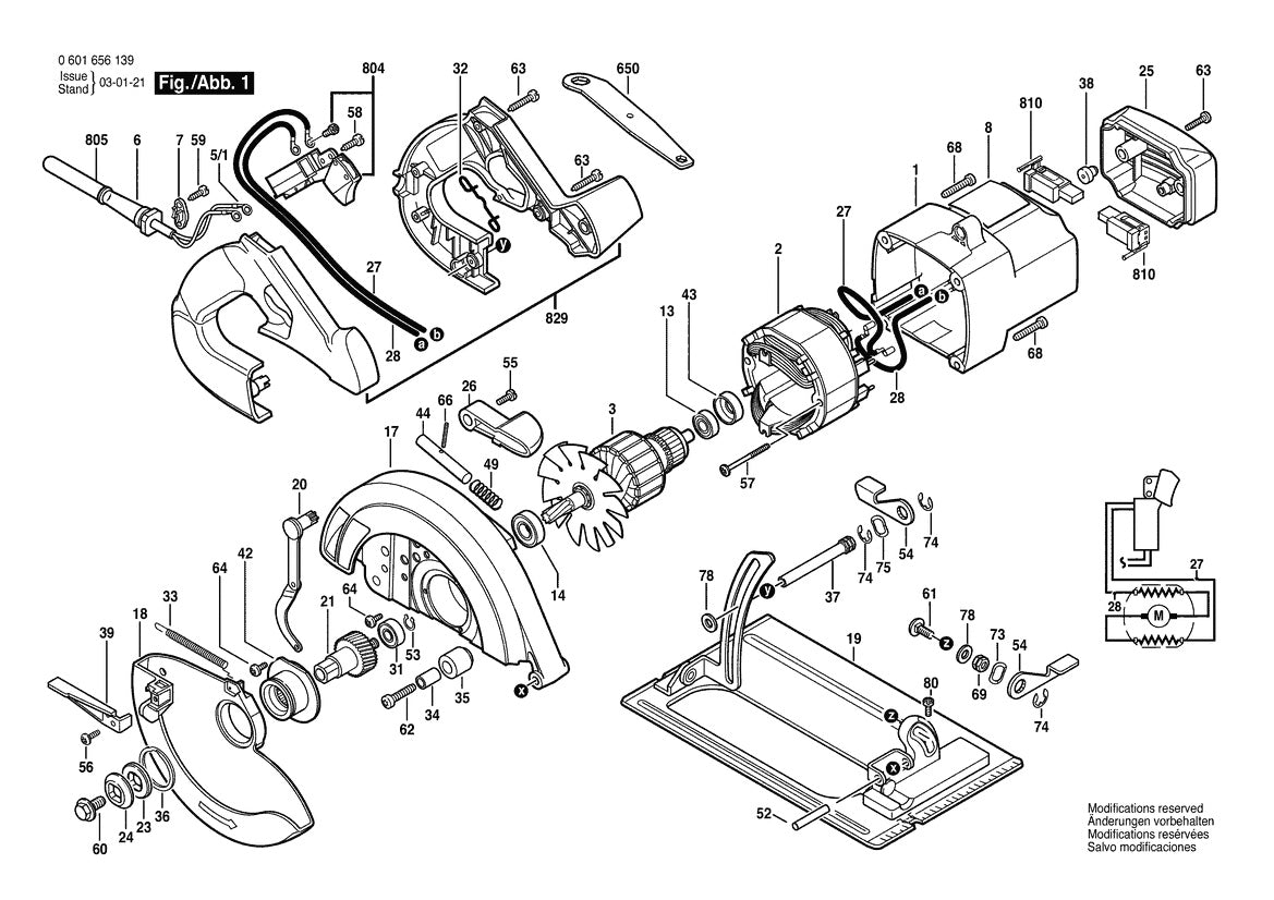 B5700 (0601656135) Bosch Circular Saw Parts Diagram