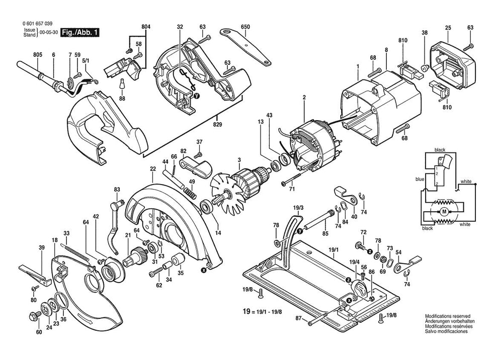 1657 (0601657039) Bosch Circular Saw Parts Diagram