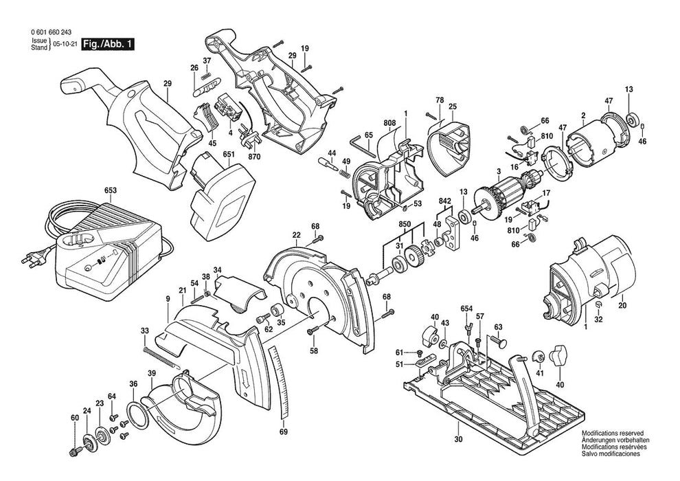 1660 (0601660243) Bosch Circular Saw Parts Diagram