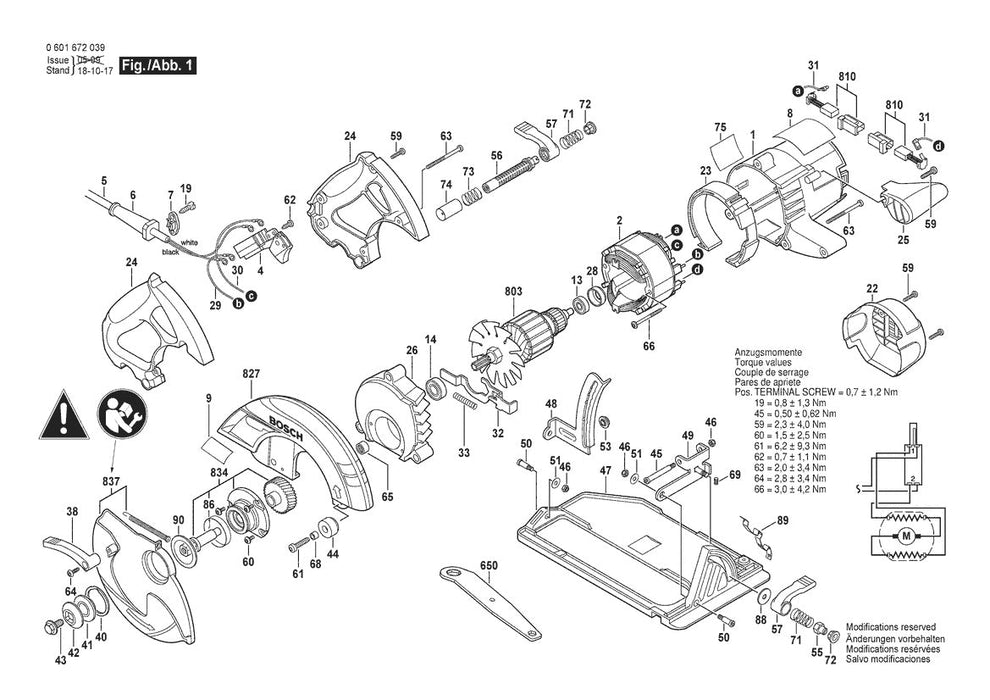CS10 (0601672039) Bosch 7-1/4" Bosch Circular Saw Parts Diagram