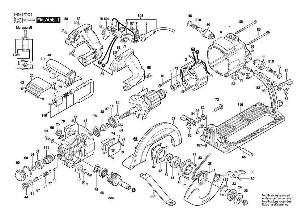 1677C-100 (0601677168) Bosch Circular Saw Parts Diagram