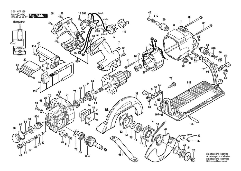 1677DC-100 (0601677190) Bosch Circular Saw Parts Diagram