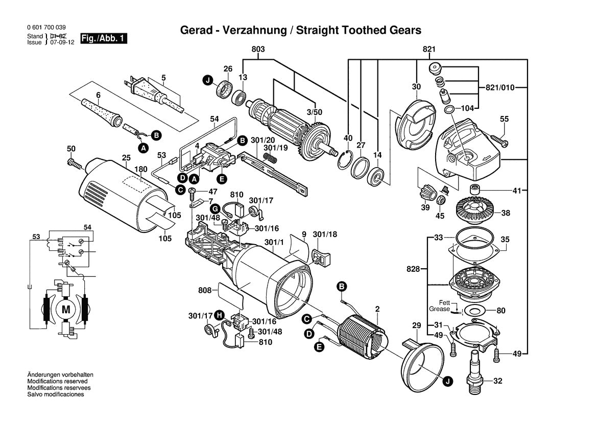 1700A (0601700039) Bosch 4-1 Bosch Grinder Parts Diagram
