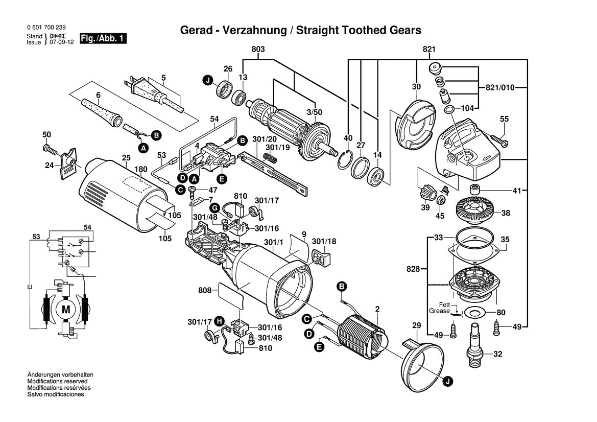 1700 (0601700239) Bosch 4-1 Bosch Grinder Parts Diagram