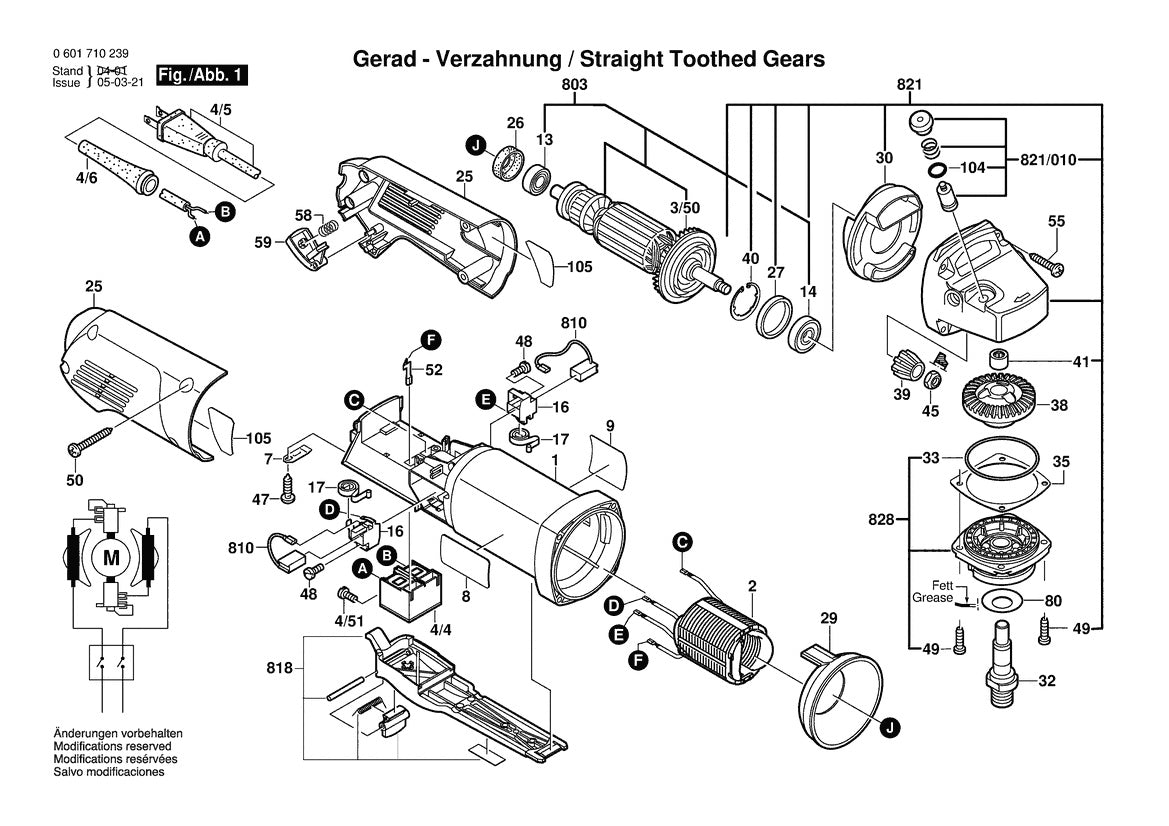1710 (0601710239) Bosch 4-1 Bosch Grinder Parts Diagram