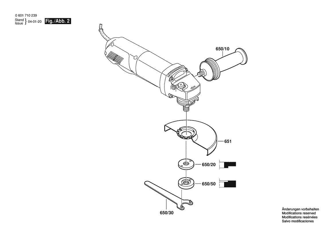 1710 (0601710239) Bosch 4-1 Bosch Grinder Parts Diagram