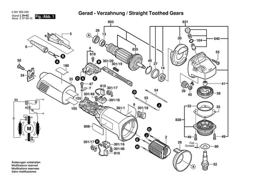 601800039 Bosch Grinder Parts Diagram