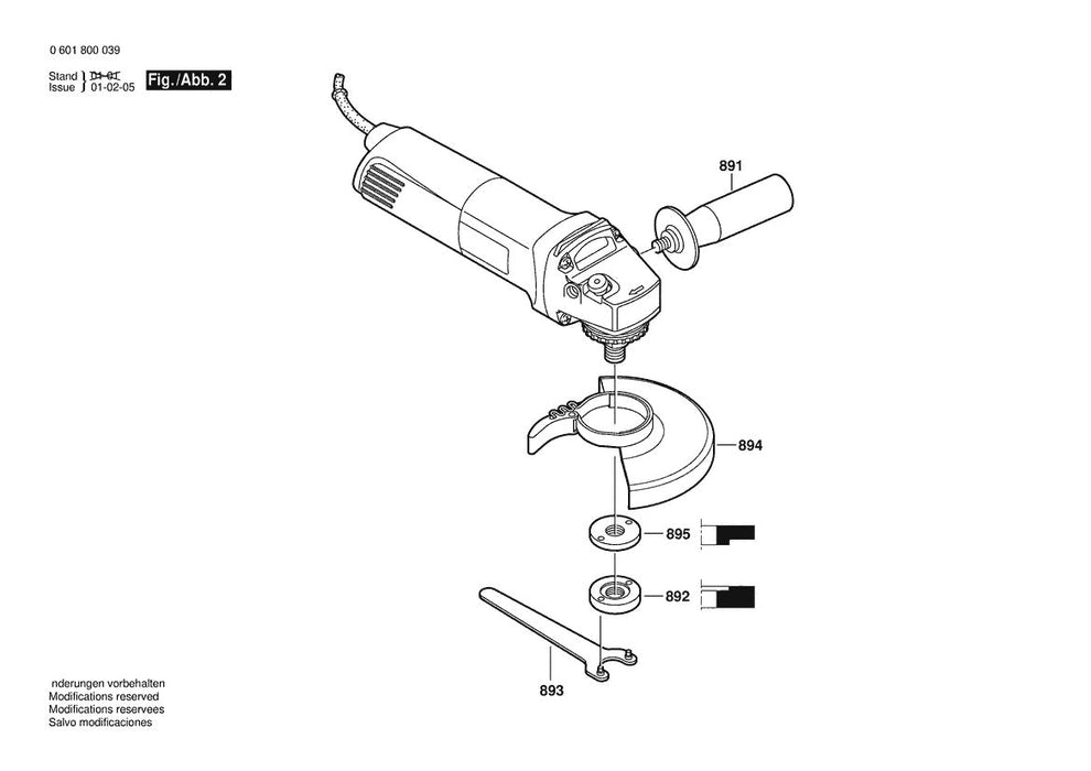 601800039 Bosch Grinder Parts Diagram