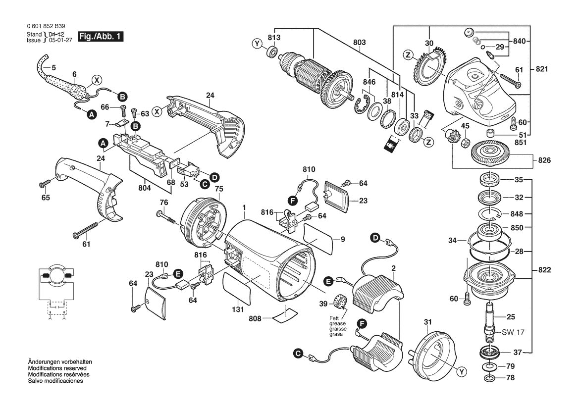 0601852B39 Bosch Grinder Parts Diagram