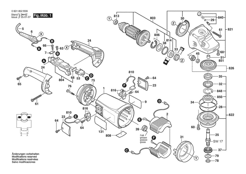 0601852B39 Bosch Grinder Parts Diagram