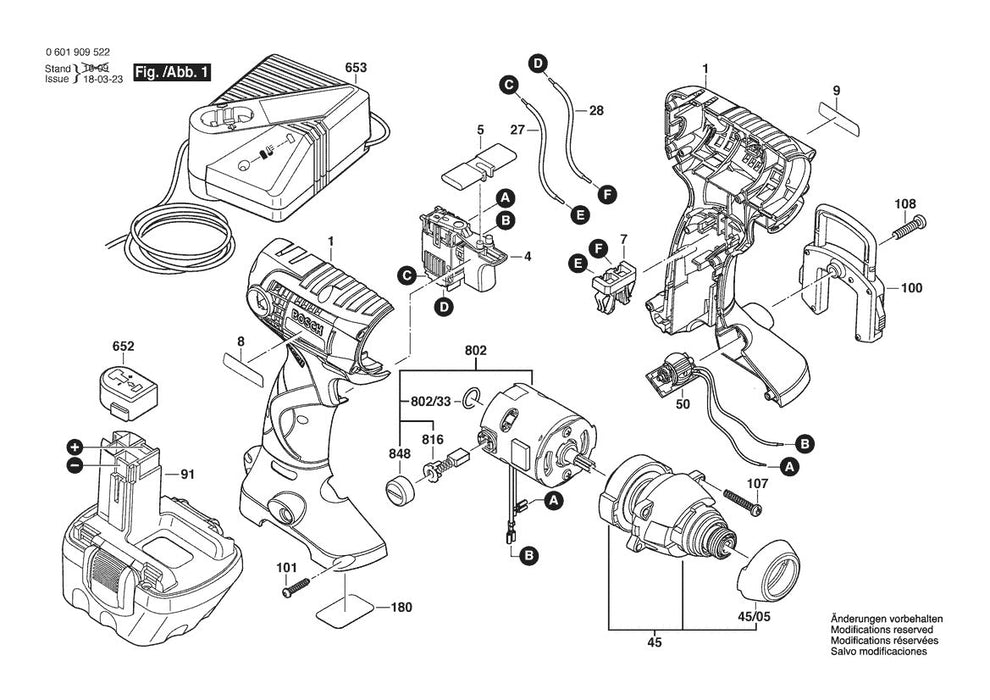 601909522 Bosch Cordless Drill Parts Diagram