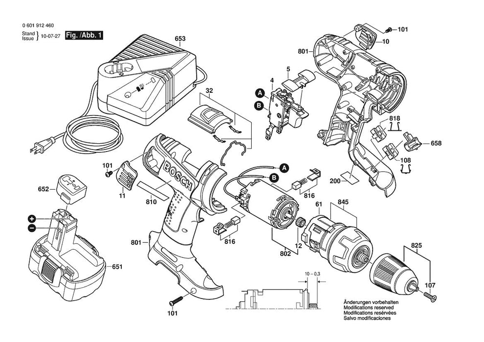 601912460 Bosch Cordless Drill Parts Diagram