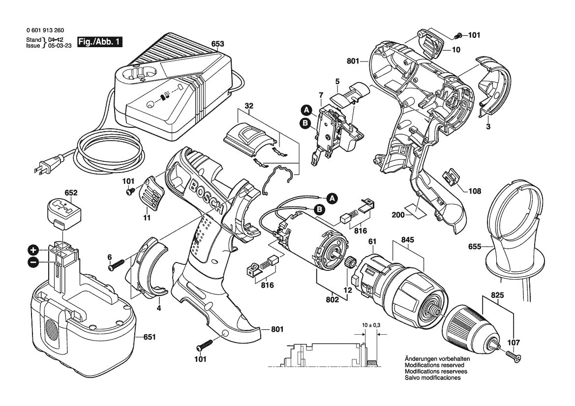 601913260 Bosch Cordless Drill Parts Diagram