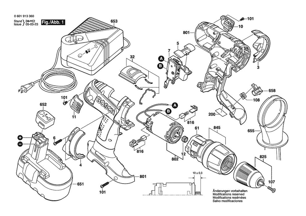 601913360 Bosch Cordless Drill Parts Diagram
