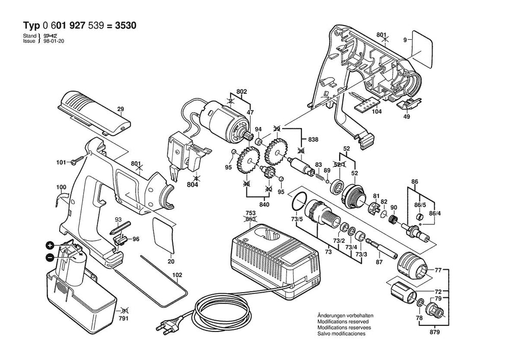 601927539 Bosch Cordless Drill Parts Diagram