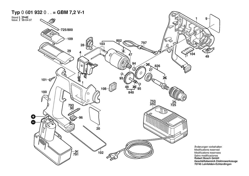 601932061 Bosch Cordless Drill Parts Diagram