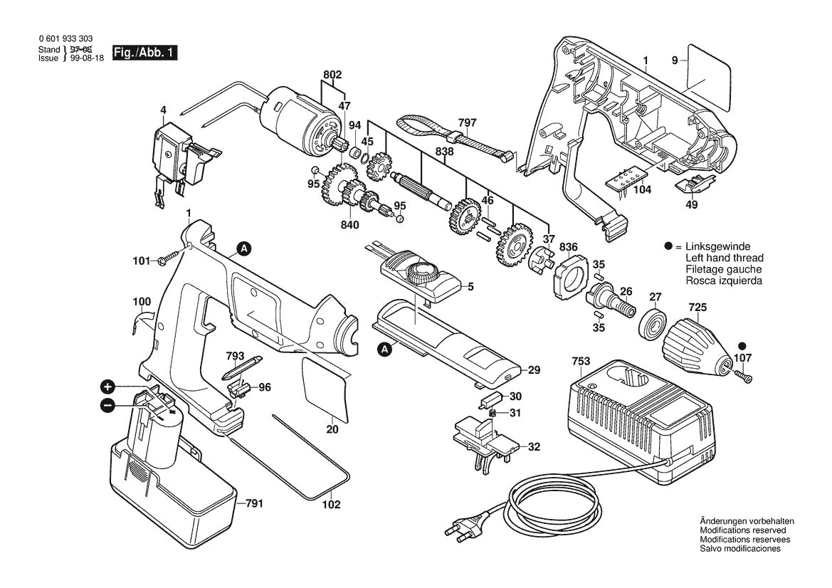 601933354 Bosch Cordless Drill Parts Diagram
