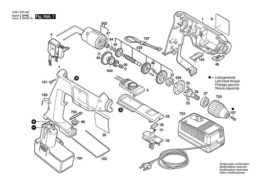 601933334 Bosch Cordless Drill Parts Diagram