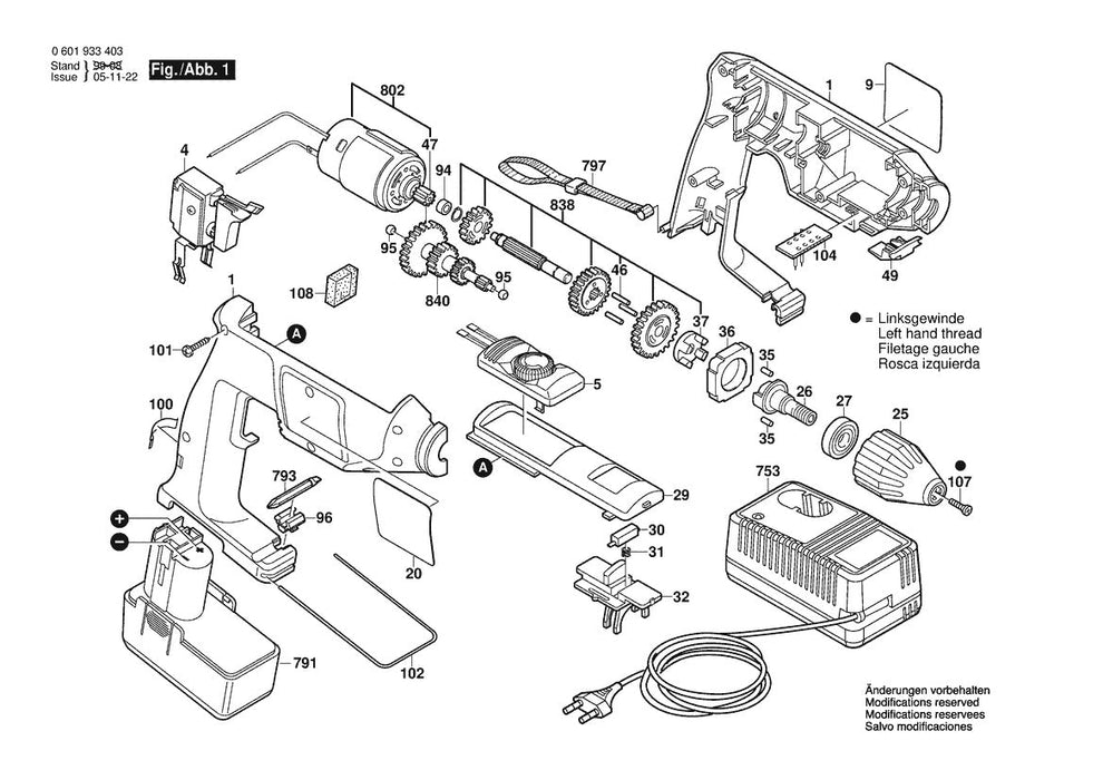 601933434 Bosch Cordless Drill Parts Diagram