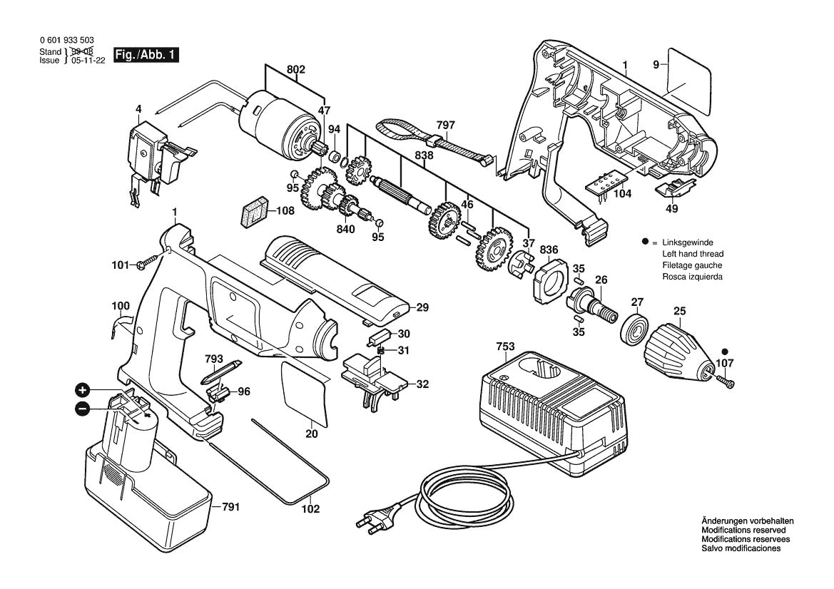 601933554 Bosch Cordless Drill Parts Diagram