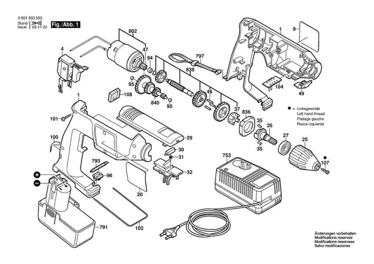 601933554 Bosch Cordless Drill Parts Diagram