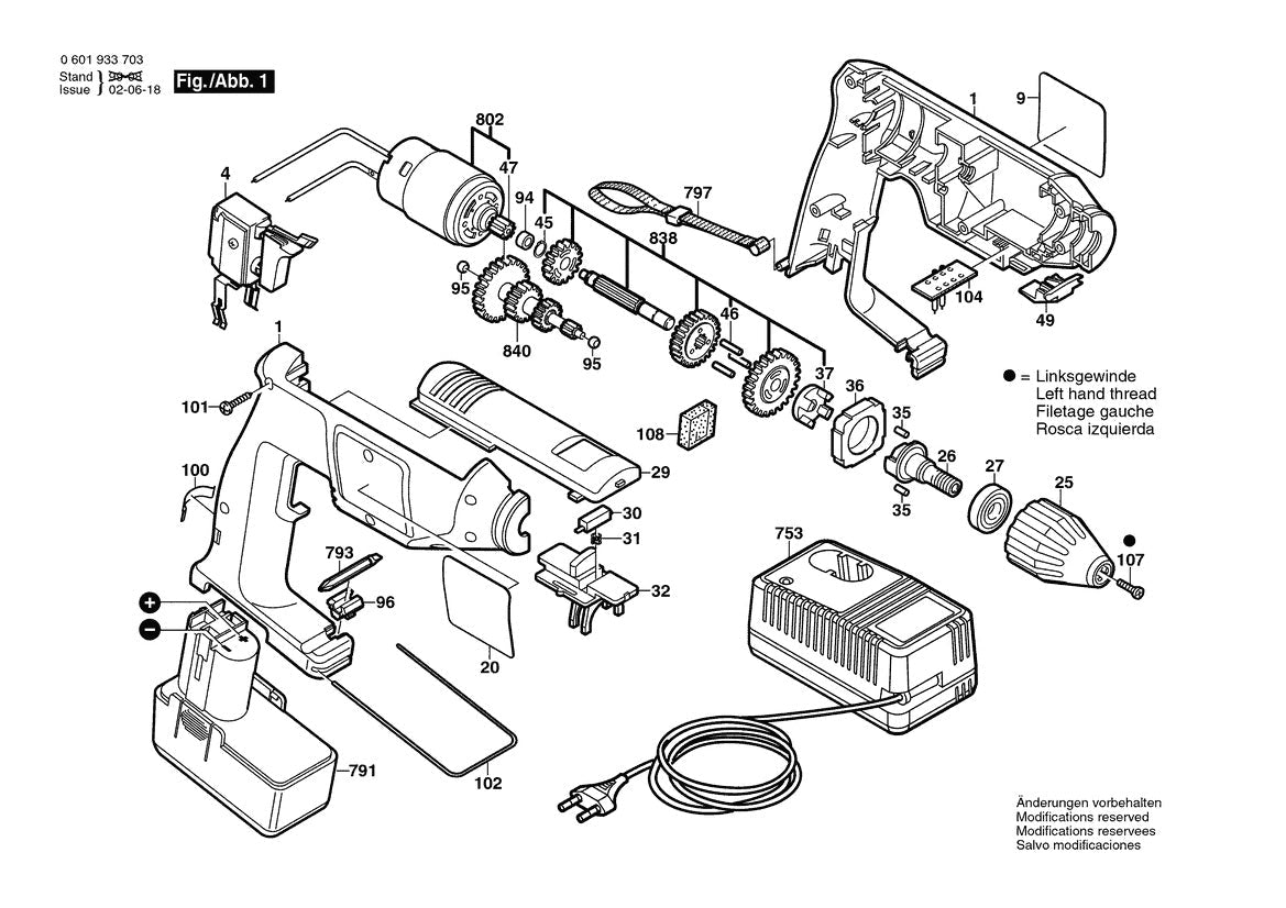 601933754 Bosch Cordless Drill Parts Diagram